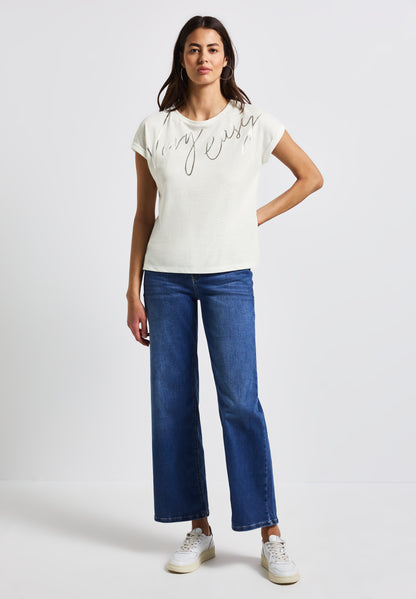 Street One Sommershirt Damen Schimmerndes Wording