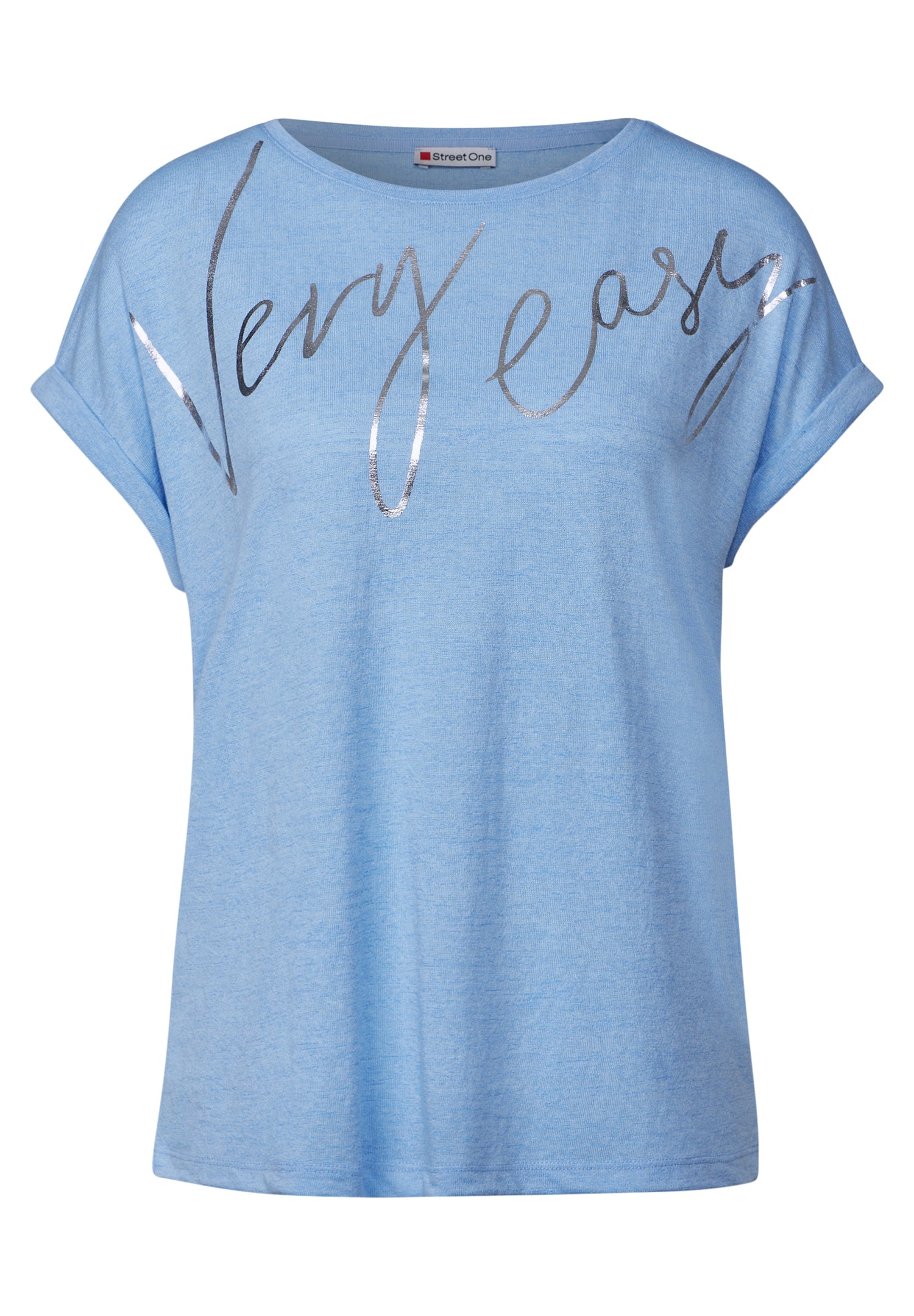 Street One Sommershirt Damen Schimmerndes Wording