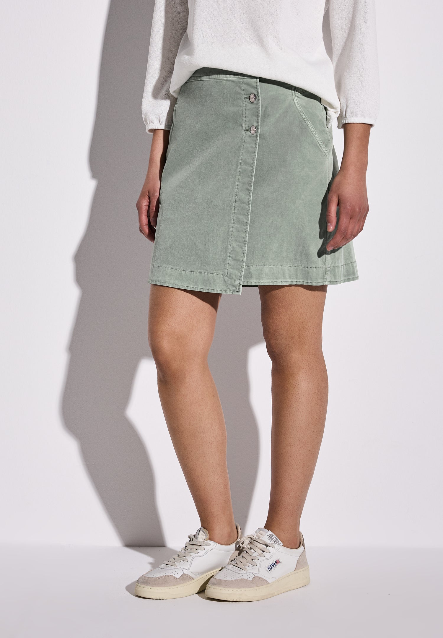 Street One Knielanger Cordrock Damen Modernes Wickel-Design