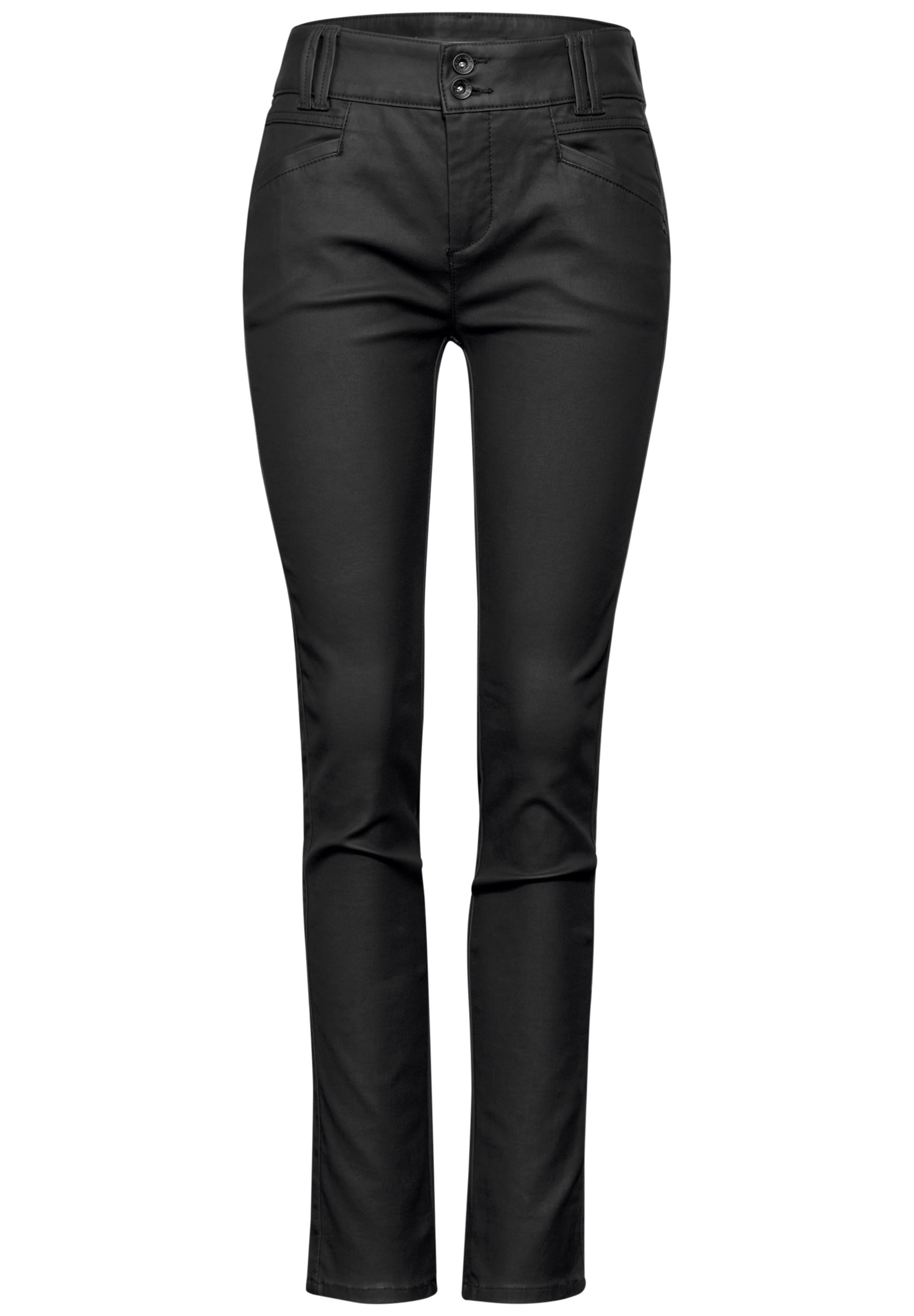 Street One Hose Coating-Effekt Slim Fit Damen Leder-Optik