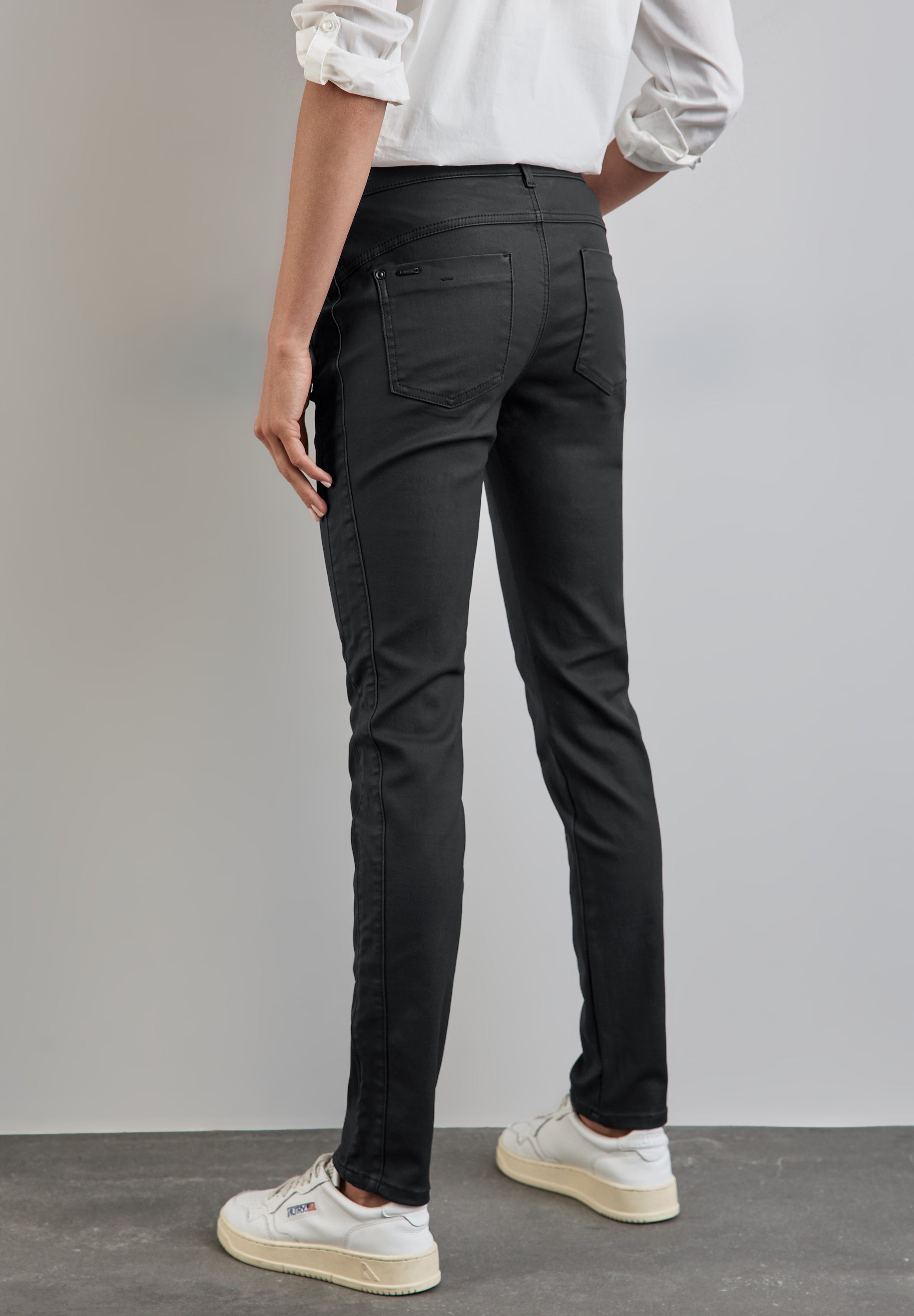 Street One Hose Coating-Effekt Slim Fit Damen Leder-Optik