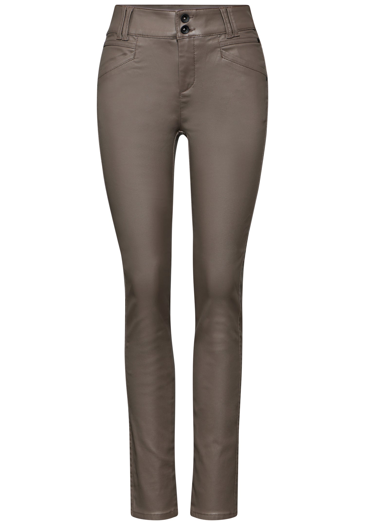 Street One Hose Coating-Effekt Slim Fit Damen Leder-Optik