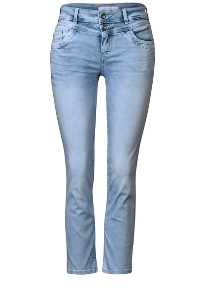 Street One Damen 7/8-Jeans Casual Fit Slim Legs Mid Waist Bleached