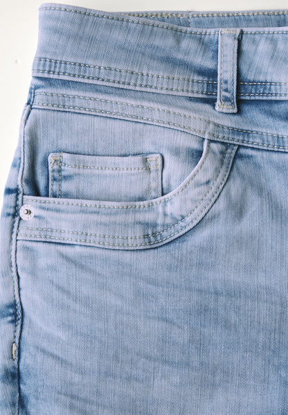Street One Damen 7/8-Jeans Casual Fit Slim Legs Mid Waist Bleached