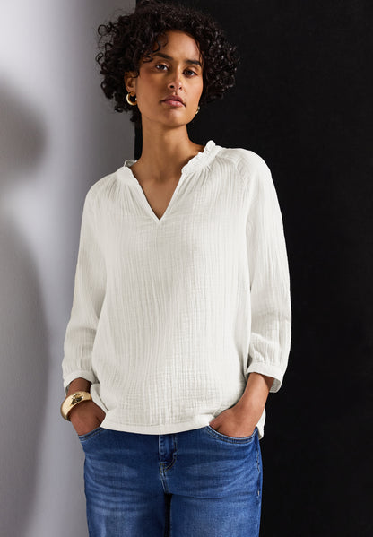 Street One Tunika Bluse Damen Luftige 3/4-Arm Rüschendetails