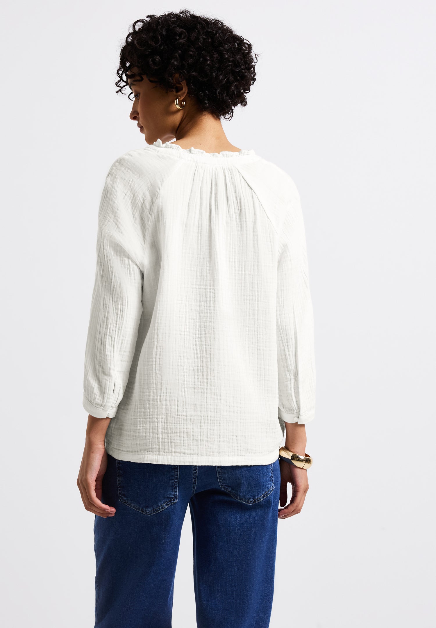 Street One Tunika Bluse Damen Luftige 3/4-Arm Rüschendetails