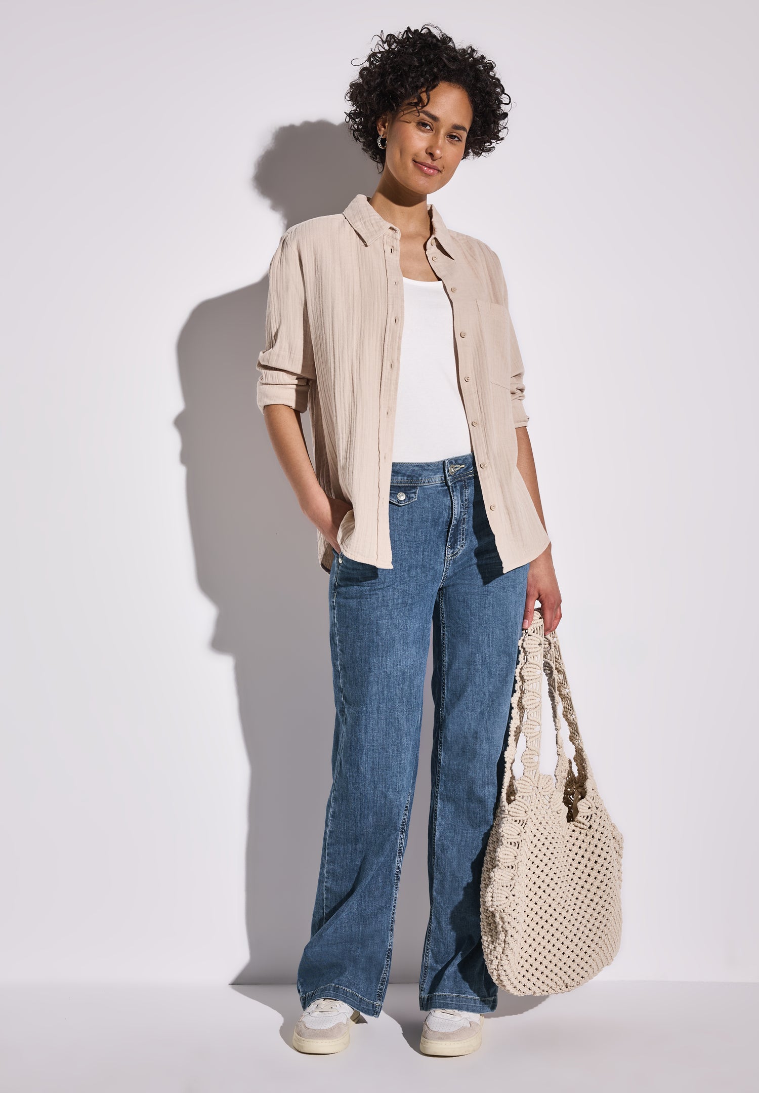 Street One Wide Leg Jeans Damen Loose Fit High Waist Stretch Baumwolle