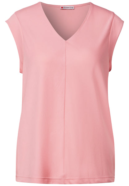 Street One Damen T-Shirt mit V-Ausschnitt und Dropped Shoulder