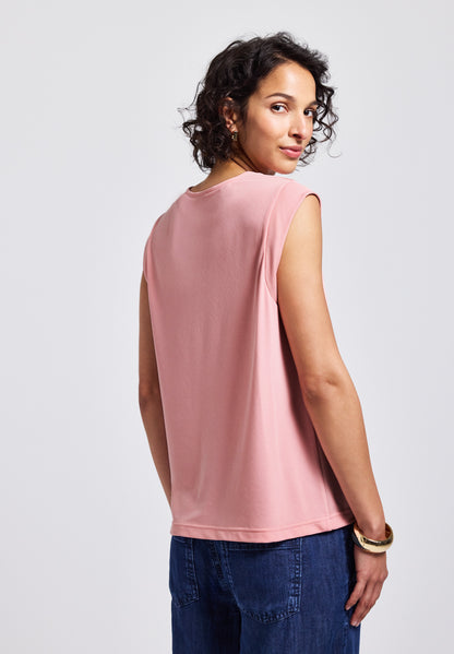 Street One Damen T-Shirt mit V-Ausschnitt und Dropped Shoulder
