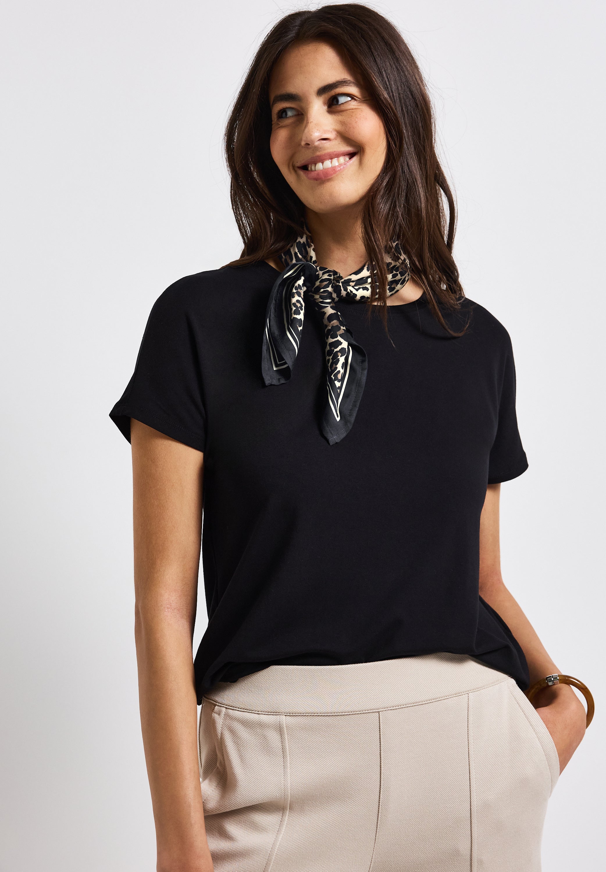 Street One Satin Tuch Damen Animal Print Viskosemix