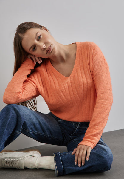 Street One Strickpullover Damen V-Ausschnitt Stretchkomfort