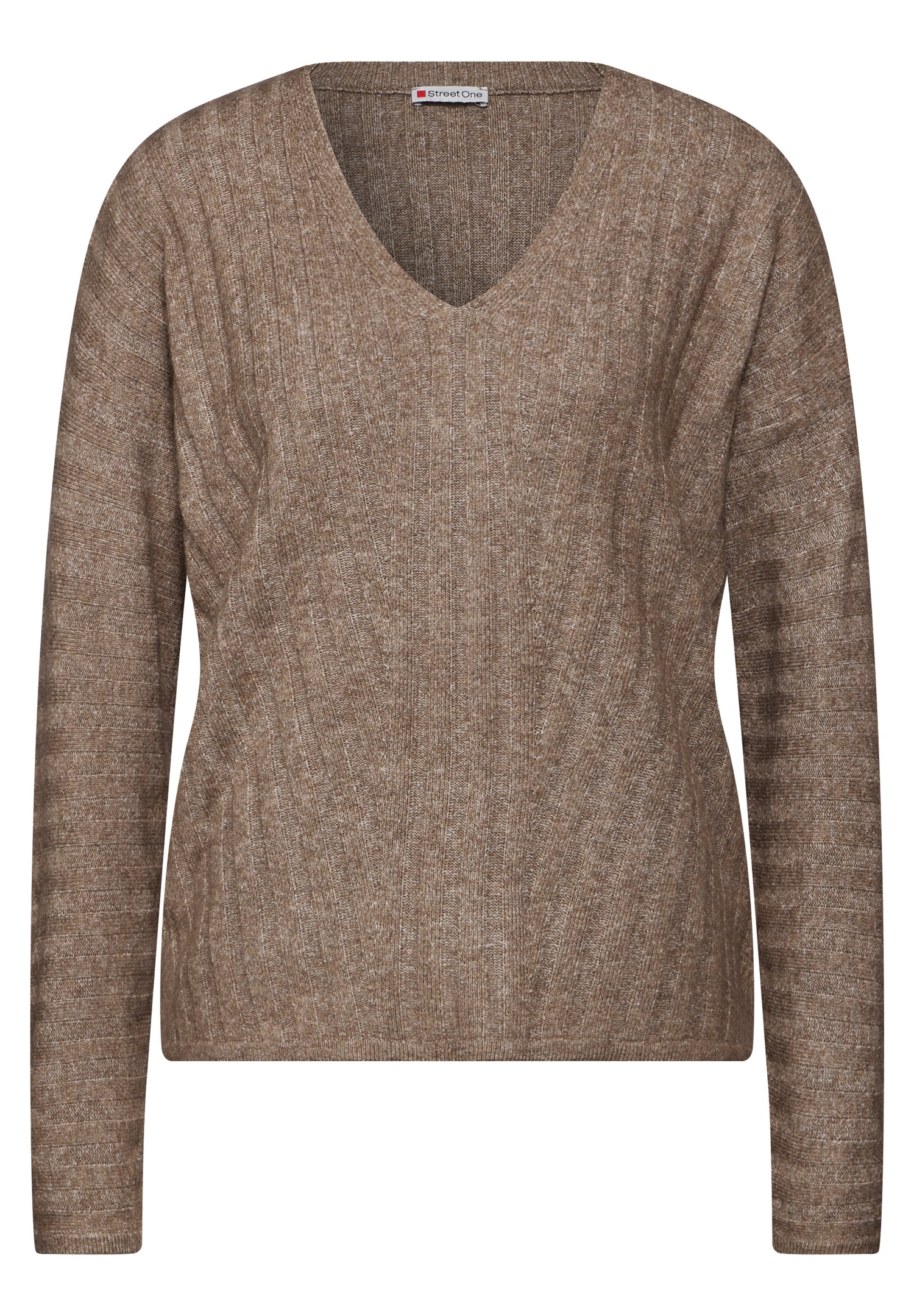 Street One Strickpullover Damen V-Ausschnitt Stretchkomfort