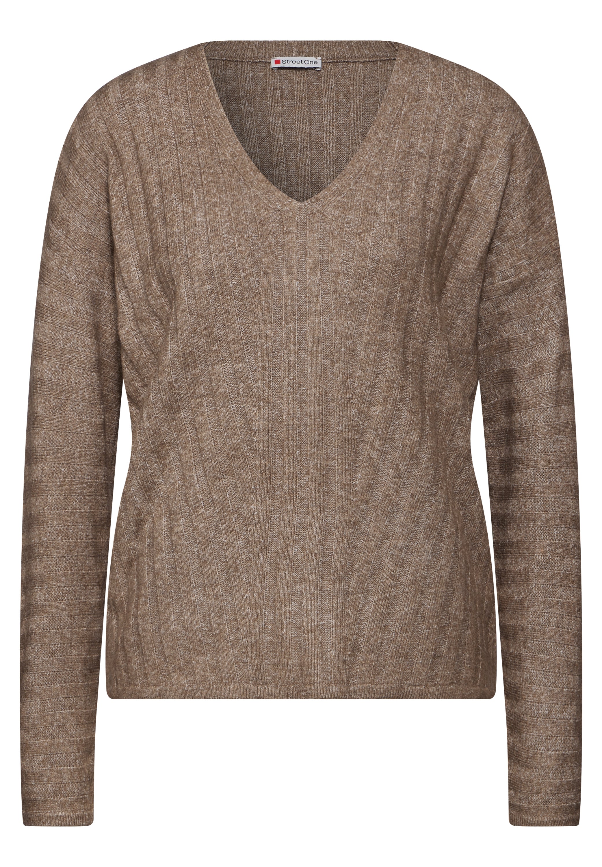 Street One Strickpullover Damen V-Ausschnitt Stretchkomfort