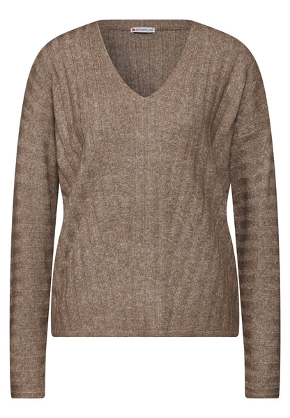 Street One Strickpullover Damen V-Ausschnitt Stretchkomfort
