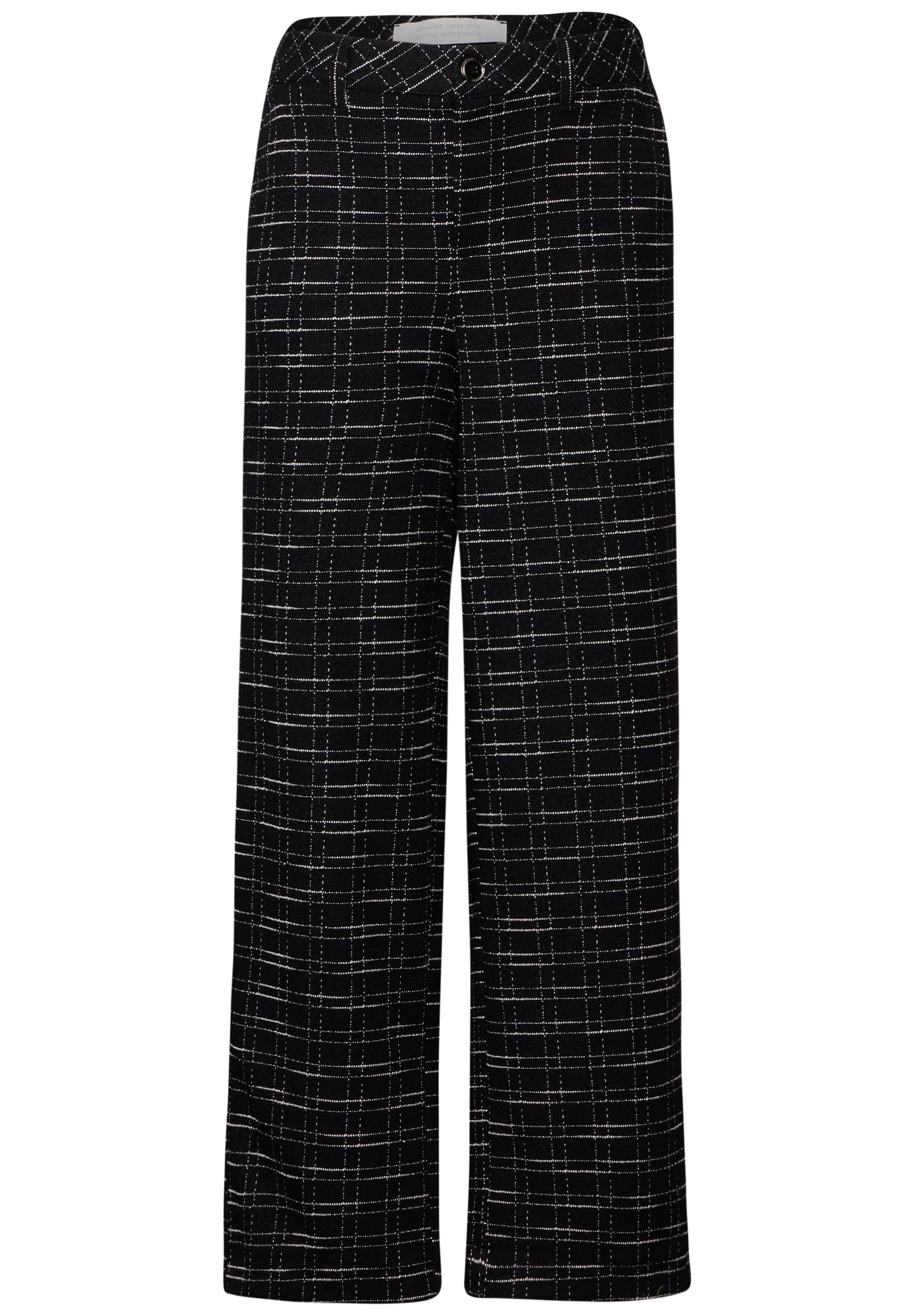 Street One Bouclé Hose Damen Casual Fit High Waist Karomuster