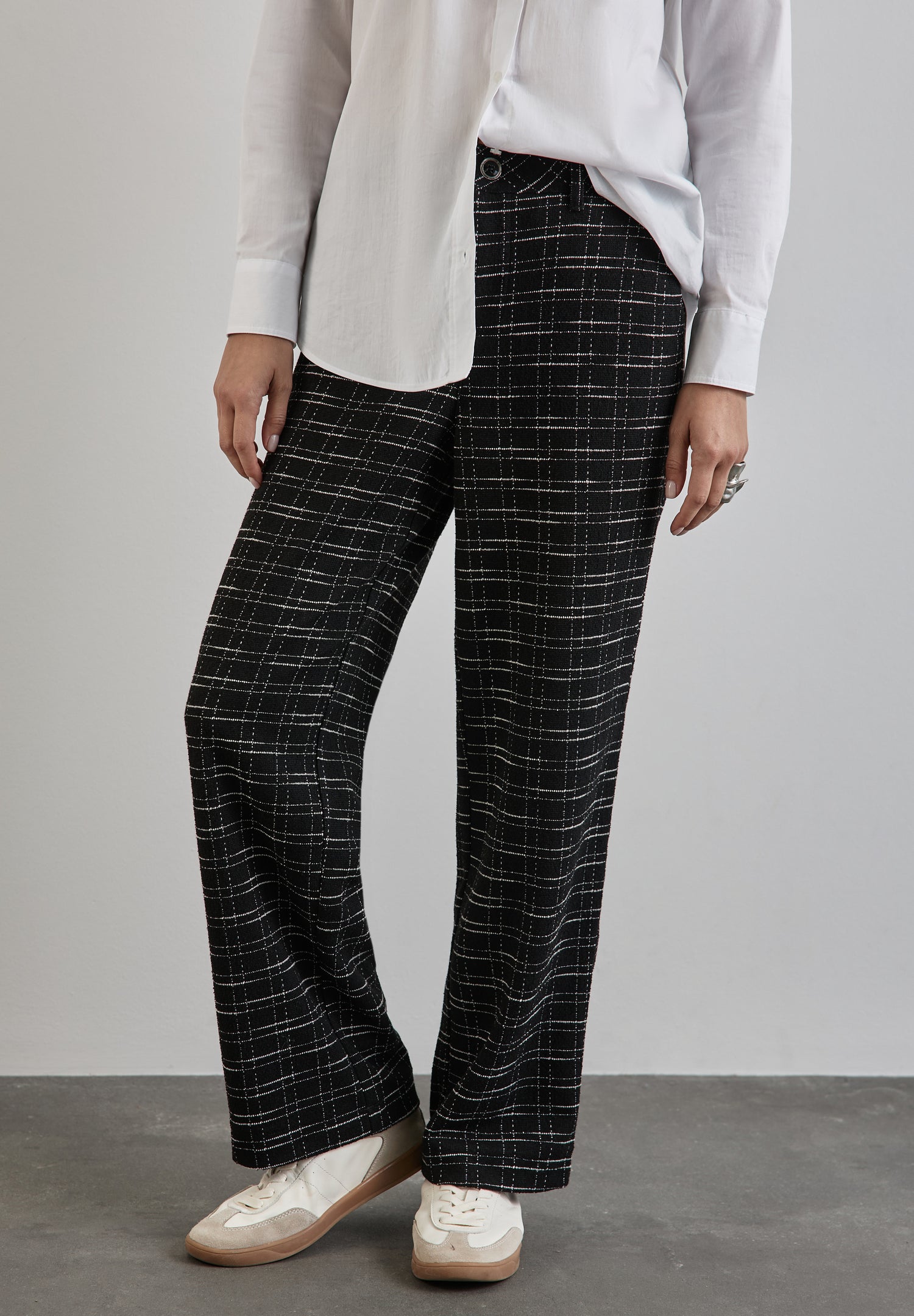 Street One Bouclé Hose Damen Casual Fit High Waist Karomuster