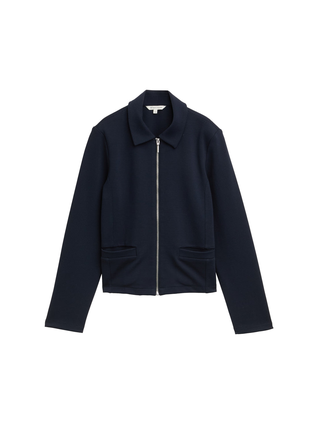Tom Tailor Denim Jacke mit Kragen und Reißverschluss für erwachsene Frauen aus weichem Ottoman-Stoff
