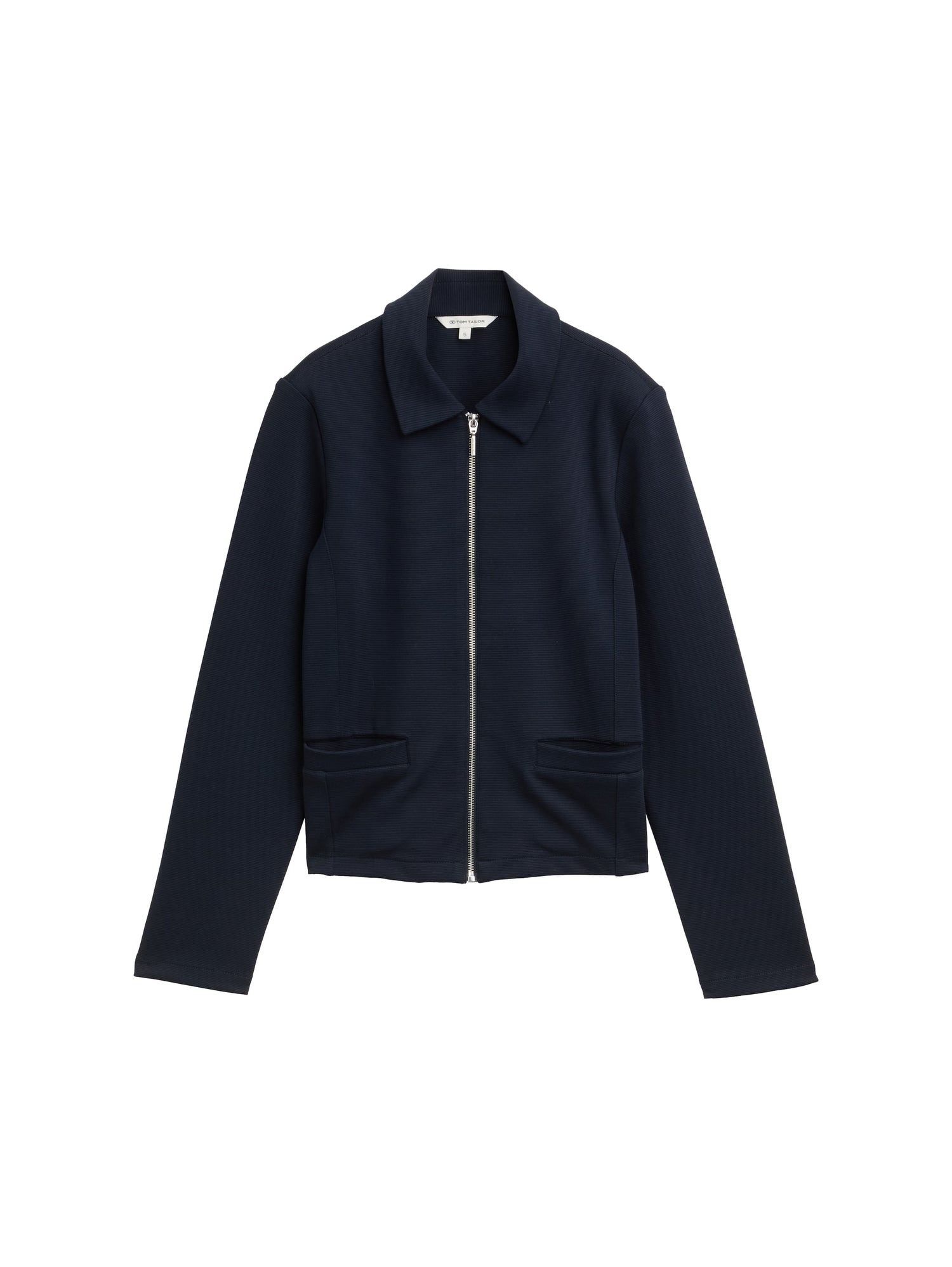 Tom Tailor Denim Jacke mit Kragen und Reißverschluss für erwachsene Frauen aus weichem Ottoman-Stoff