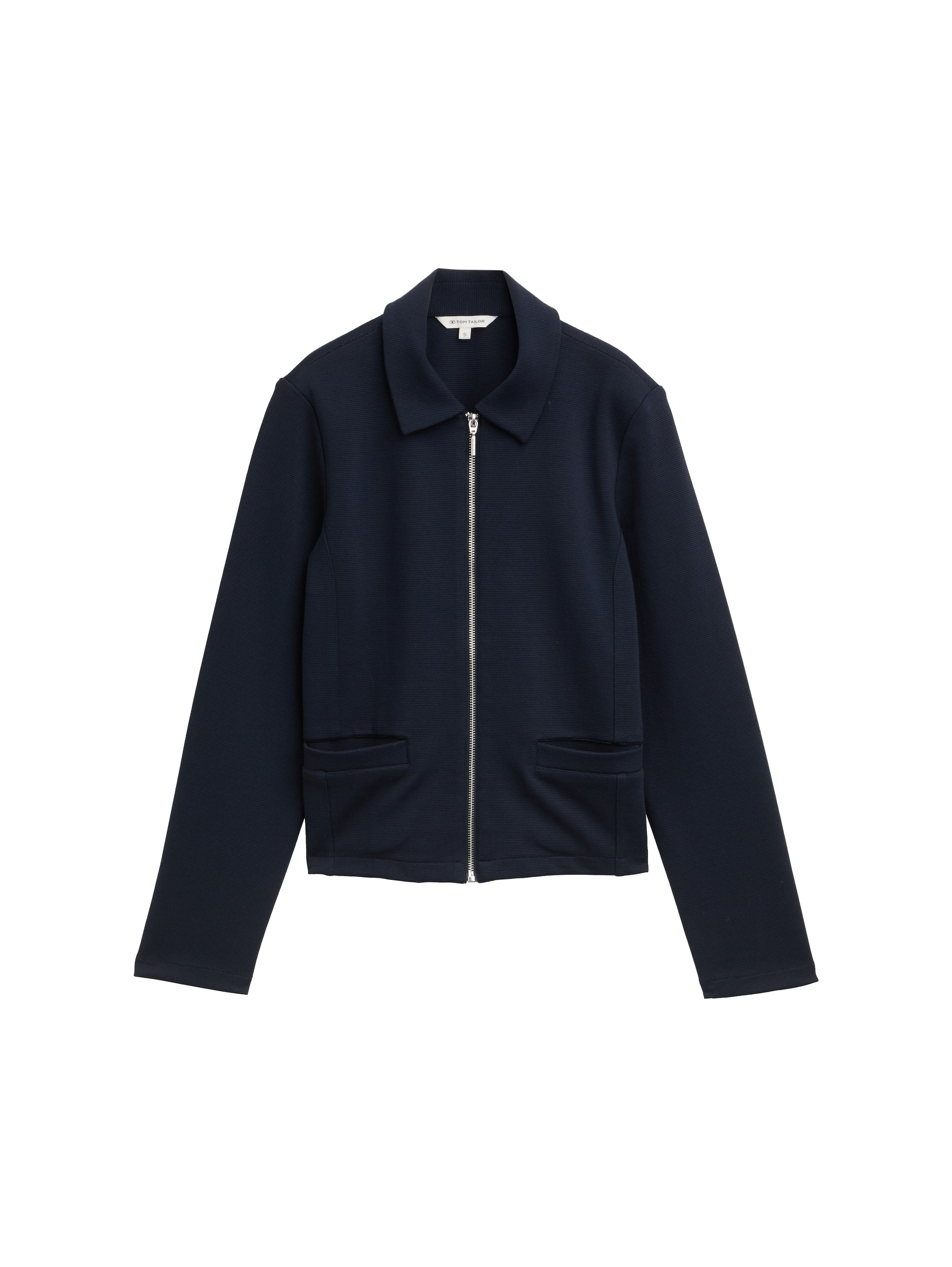 Tom Tailor Denim Jacke mit Kragen und Reißverschluss für erwachsene Frauen aus weichem Ottoman-Stoff