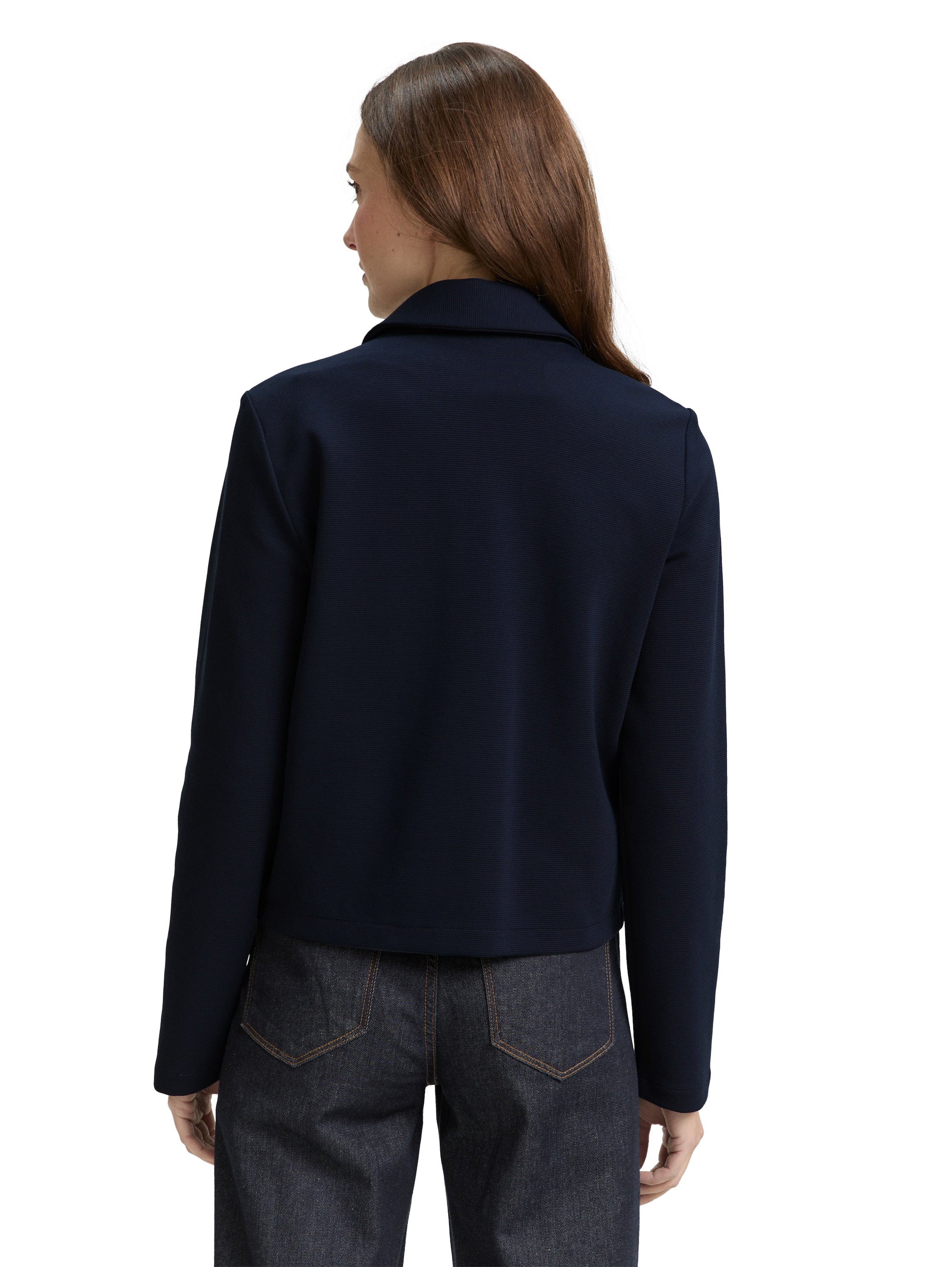 Tom Tailor Denim Jacke mit Kragen und Reißverschluss für erwachsene Frauen aus weichem Ottoman-Stoff