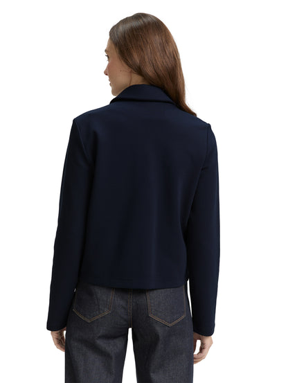 Tom Tailor Denim Jacke mit Kragen und Reißverschluss für erwachsene Frauen aus weichem Ottoman-Stoff
