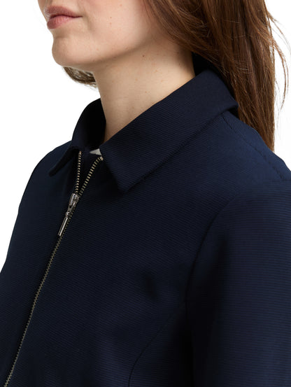 Tom Tailor Denim Jacke mit Kragen und Reißverschluss für erwachsene Frauen aus weichem Ottoman-Stoff