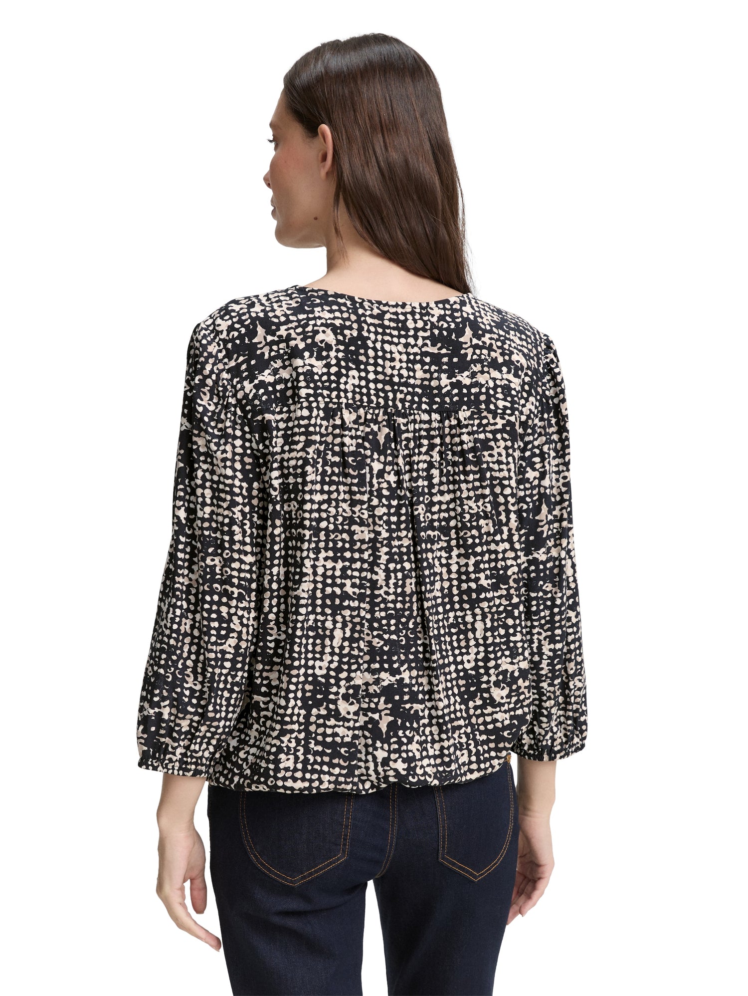 Tom Tailor Bluse mit 3/4-Arm für Frauen mit elastischem Saum