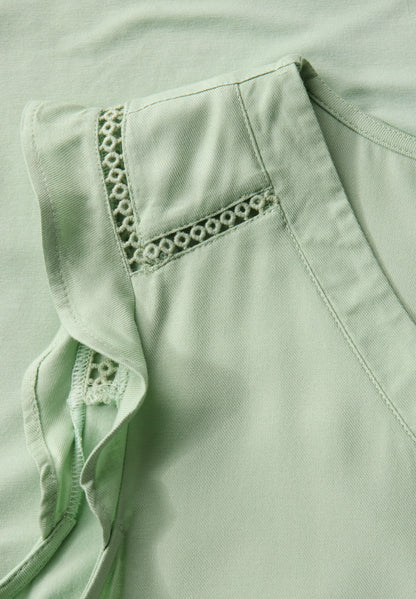 Street One V-Neck Top Damen mit Volants und Häkeldetails