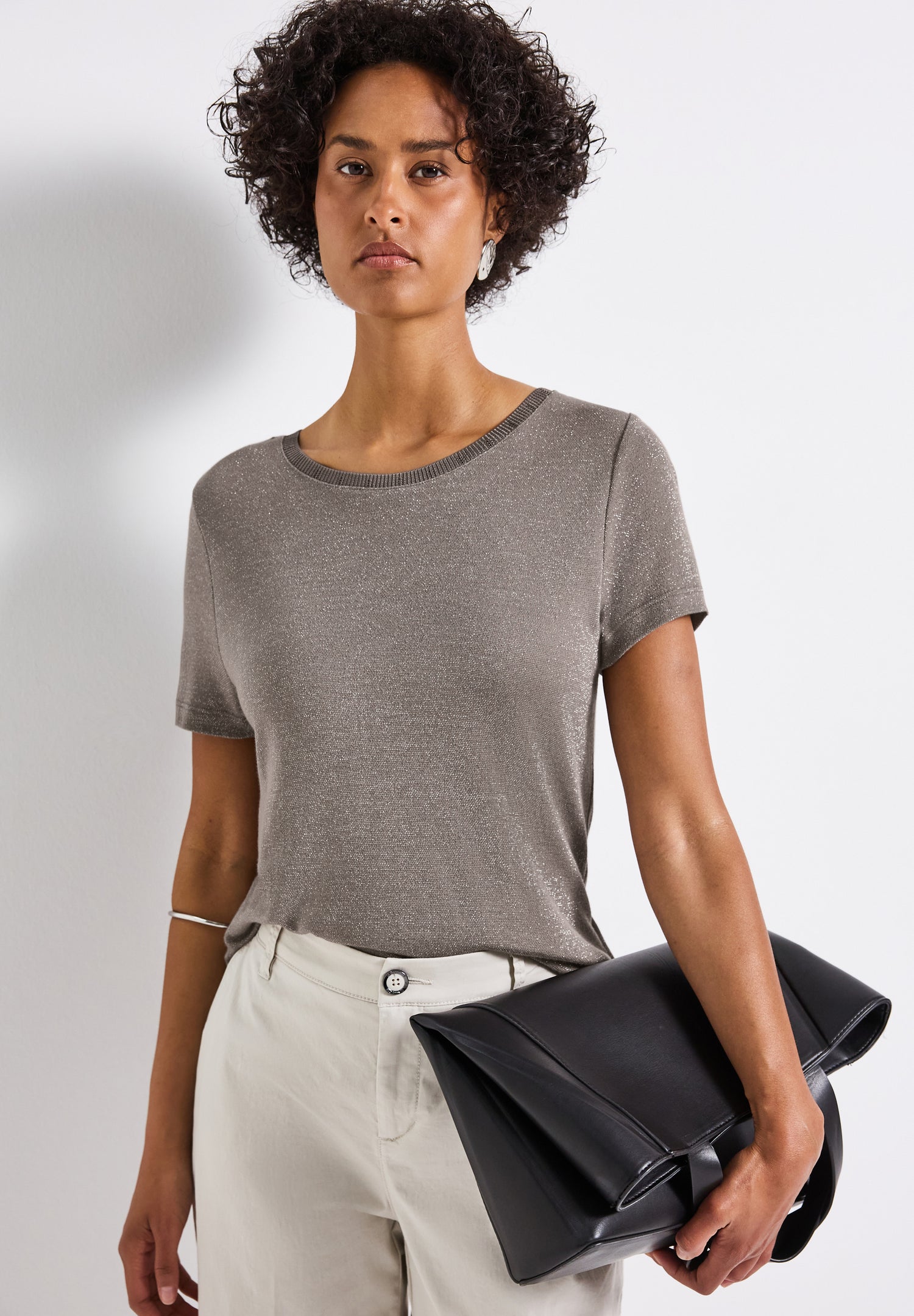 Street One Glitzerndes T-Shirt Damen Angenehmer Viskosemix