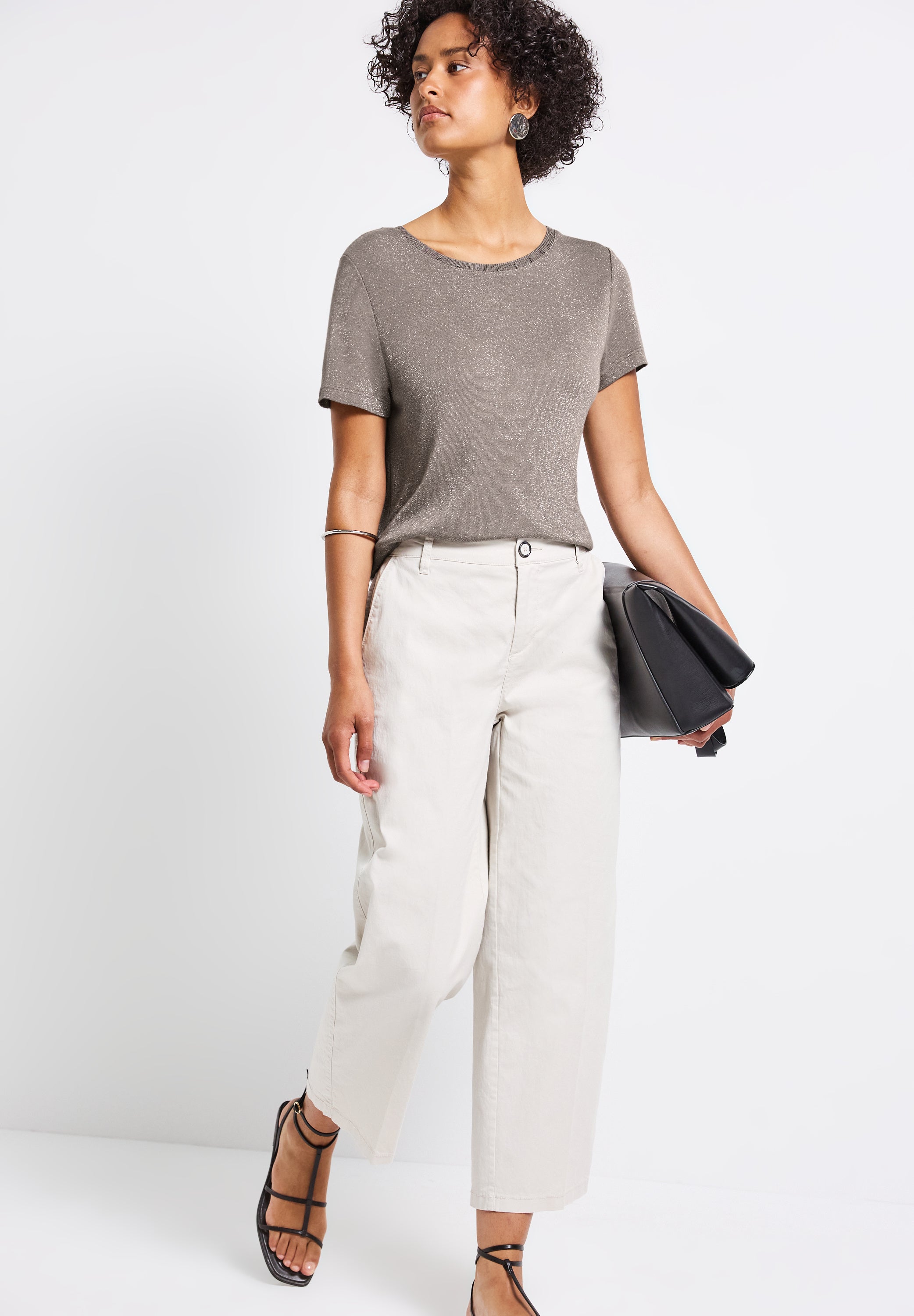 Street One Glitzerndes T-Shirt Damen Angenehmer Viskosemix