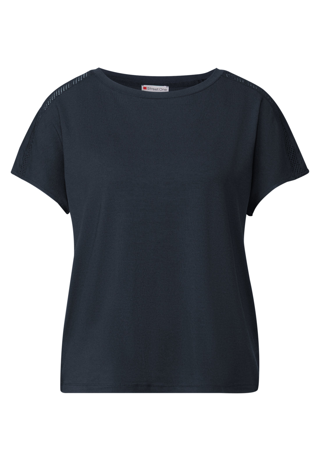 Street One Jersey-Shirt Damen mit Mesh-Detail und dropped shoulders