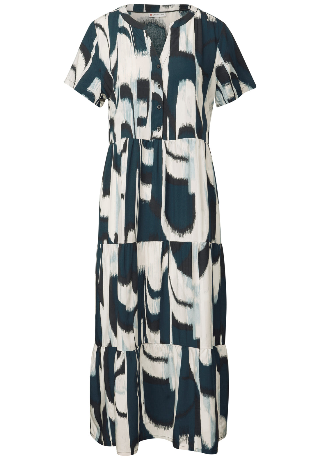 Street One Volant-Kleid Damen mit grafischem Muster und Knopfleiste