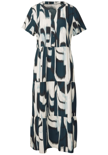 Street One Volant-Kleid Damen mit grafischem Muster und Knopfleiste
