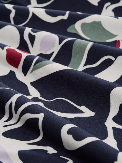 Gemustertes Langarmshirt Damen Stehkragen Viskose Elasthan