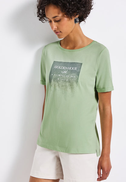 Street One T-Shirt Damen Schimmer-Print Feminine Silhouette