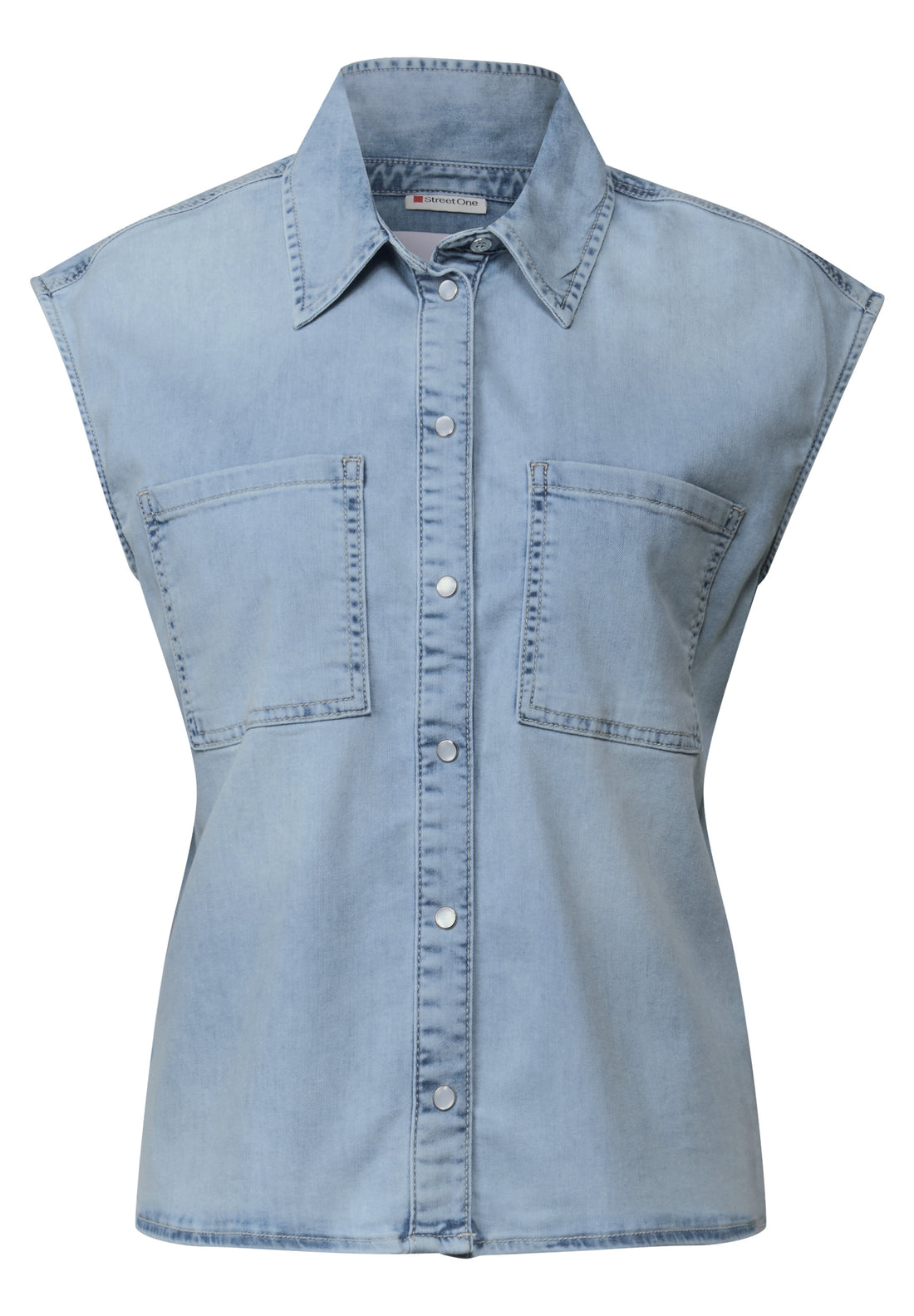 Street One Denim Bluse Damen Trendige Bleached Waschung