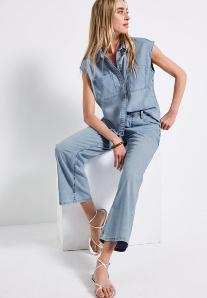 Street One Denim Bluse Damen Trendige Bleached Waschung