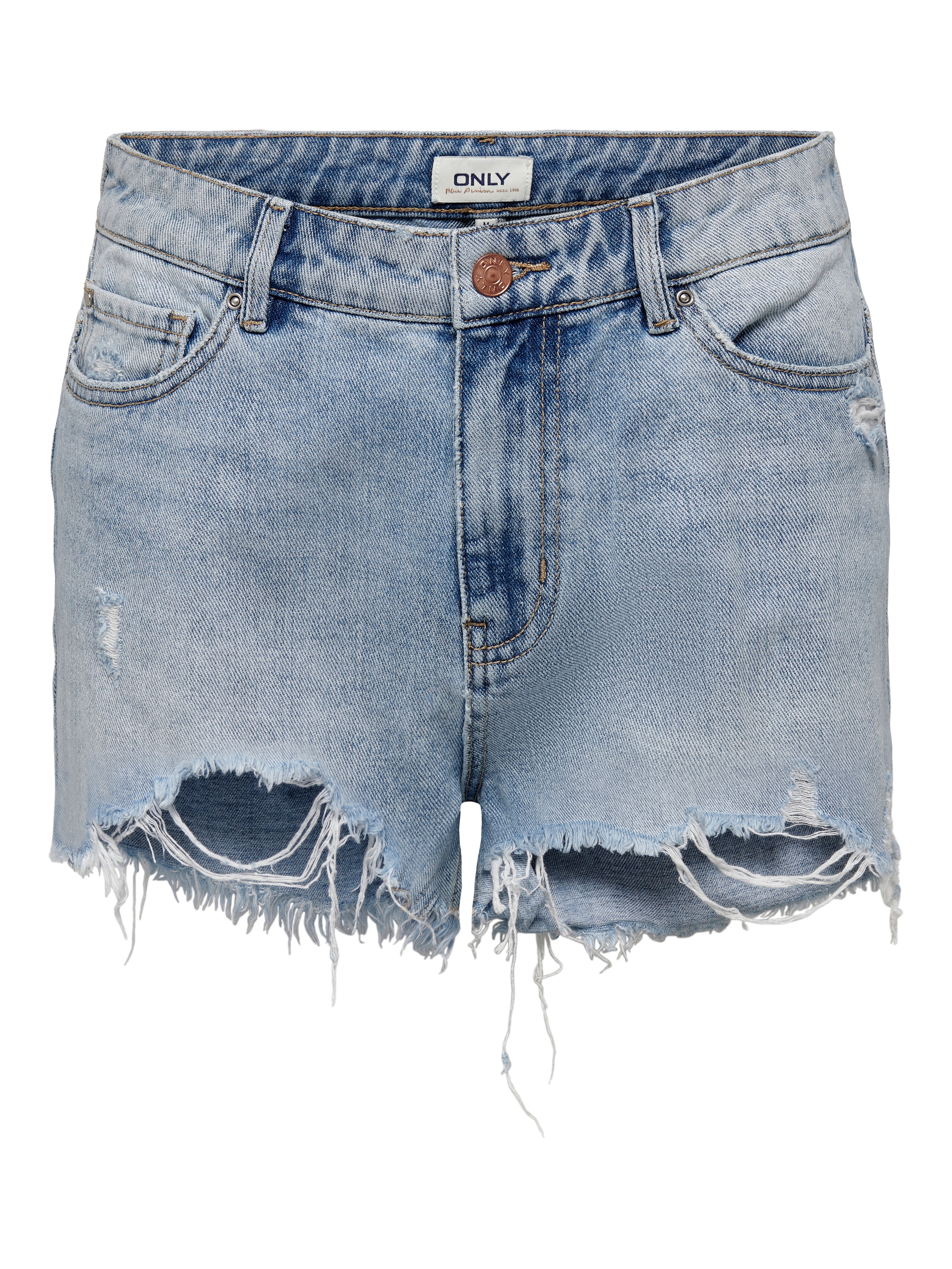 Bestseller Jeans-Shorts Damen Hohe Taille Offener Saum