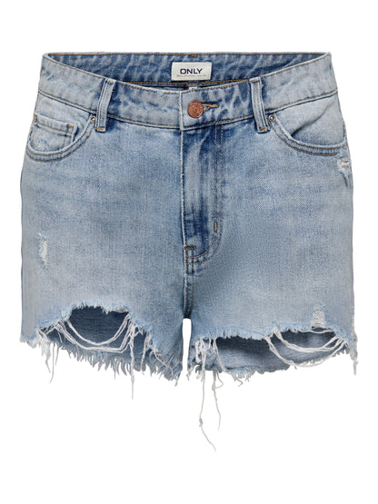 Bestseller Jeans-Shorts Damen Hohe Taille Offener Saum