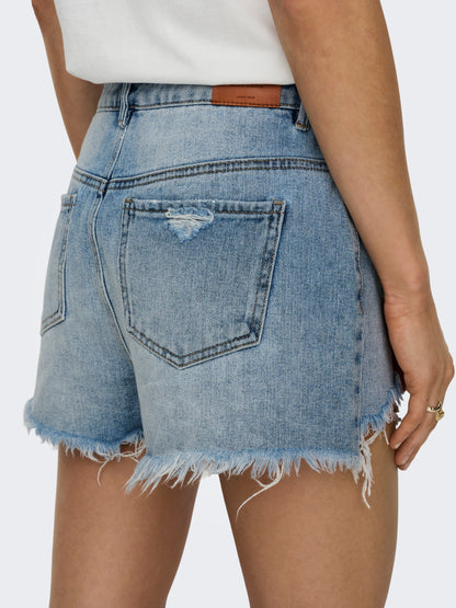 Bestseller Jeans-Shorts Damen Hohe Taille Offener Saum
