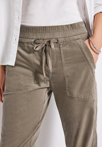 Street One Cordhose Bonny Damen Loose Fit Mini-Cord Mid Waist Slim Legs