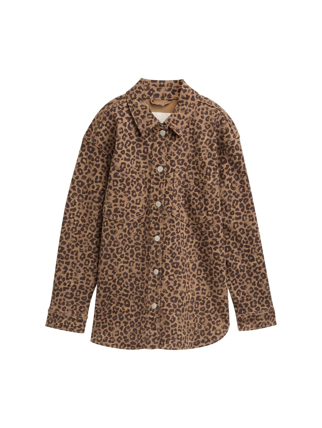 Tom Tailor Denim Jacke mit Leopardenmuster für Damen mit aufgesetzten Brusttaschen
