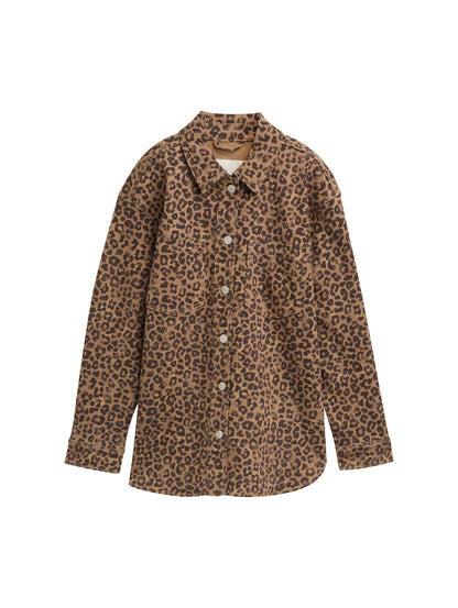 Tom Tailor Denim Jacke mit Leopardenmuster für Damen mit aufgesetzten Brusttaschen
