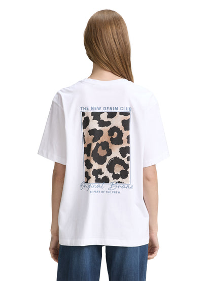 Tom Tailor Denim Oversize T-Shirt Weiblich mit Leoparden-Print