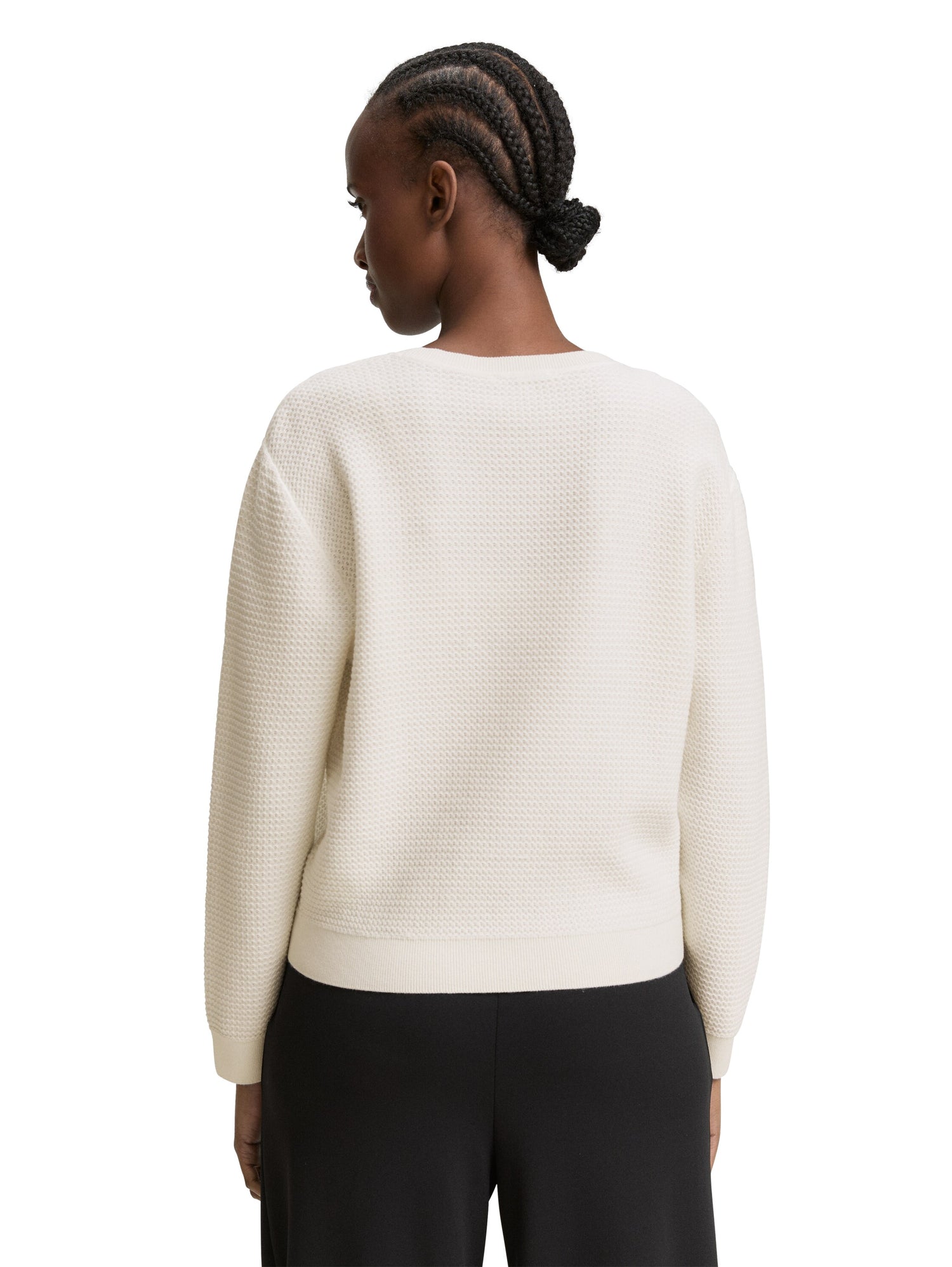 Tom Tailor Denim Strukturierter Baumwollpullover Erwachsene Weiblich Rundhalsausschnitt
