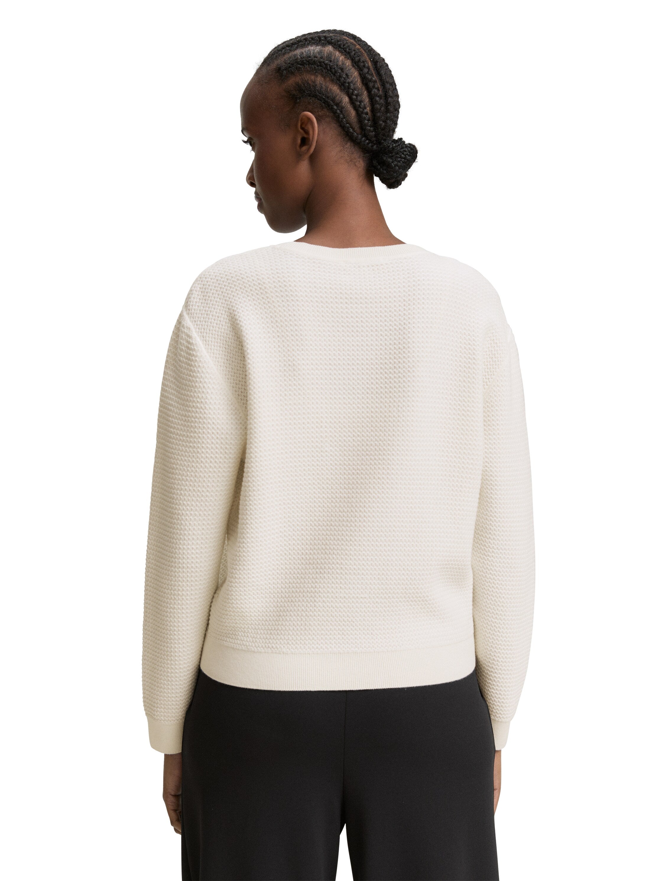 Tom Tailor Denim Strukturierter Baumwollpullover Erwachsene Weiblich Rundhalsausschnitt