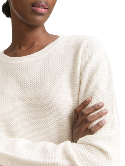 Tom Tailor Denim Strukturierter Baumwollpullover Erwachsene Weiblich Rundhalsausschnitt