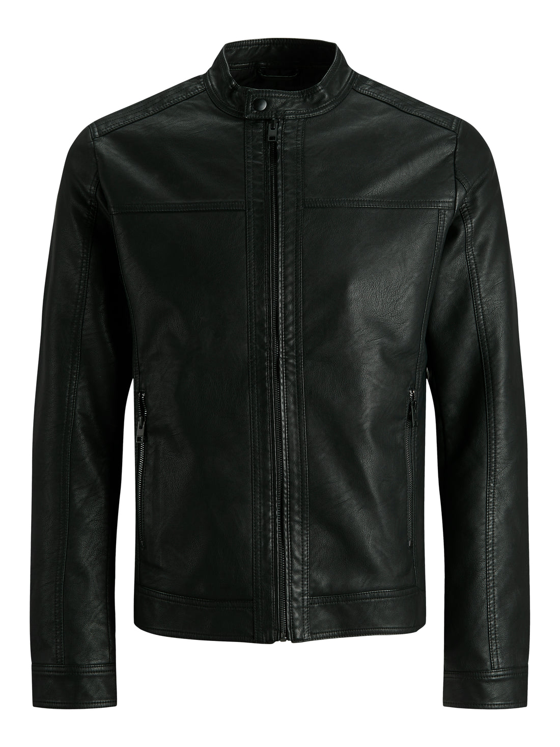 Bestseller Kunstlederjacke Herren Wasserabweisend Bandkragen Langarm