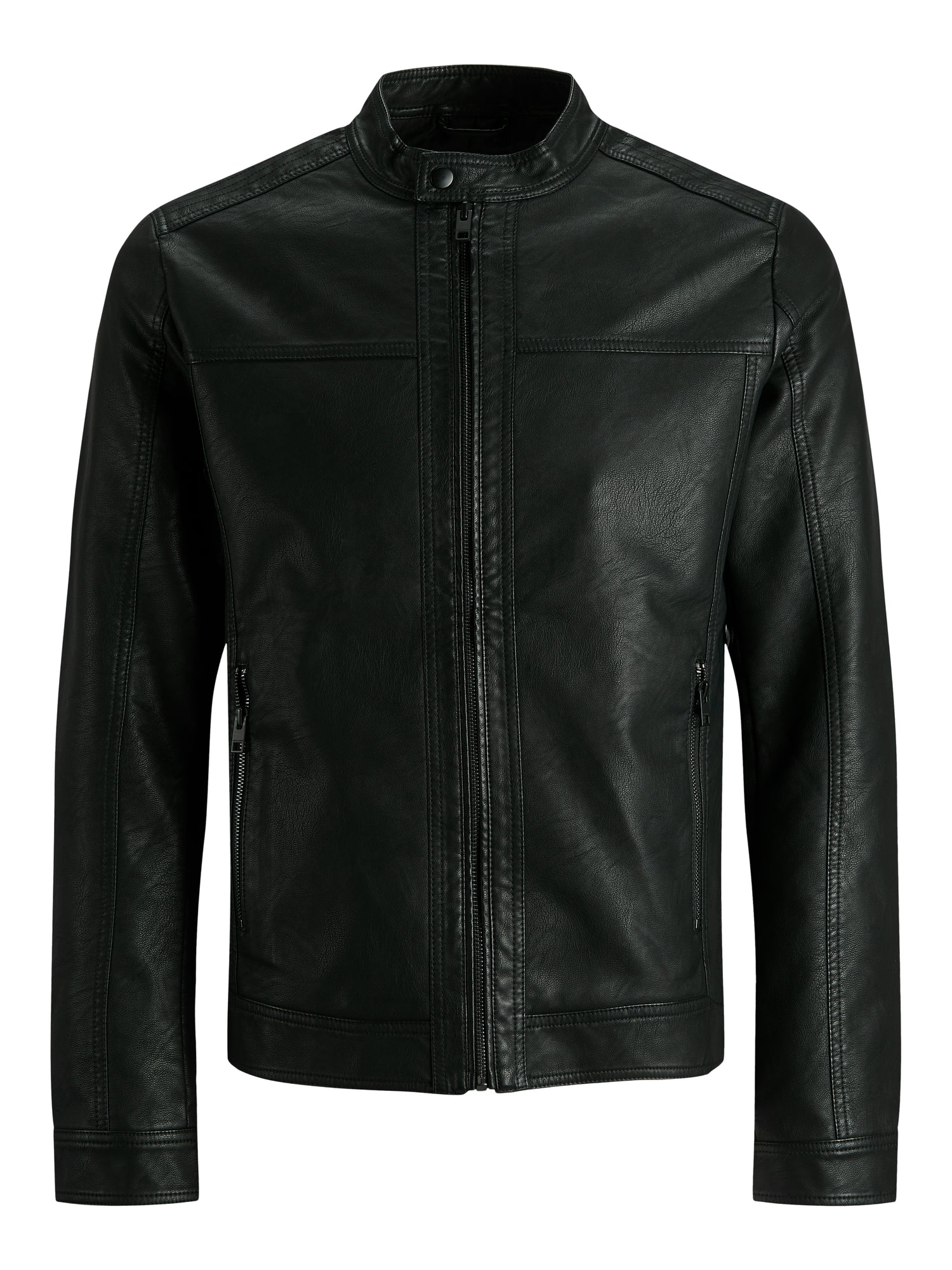 Bestseller Kunstlederjacke Herren Wasserabweisend Bandkragen Langarm