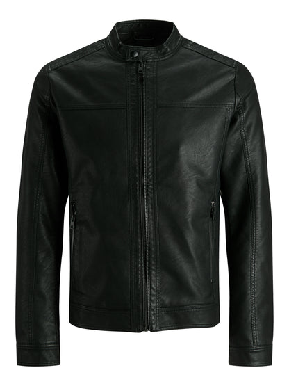 Bestseller Kunstlederjacke Herren Wasserabweisend Bandkragen Langarm